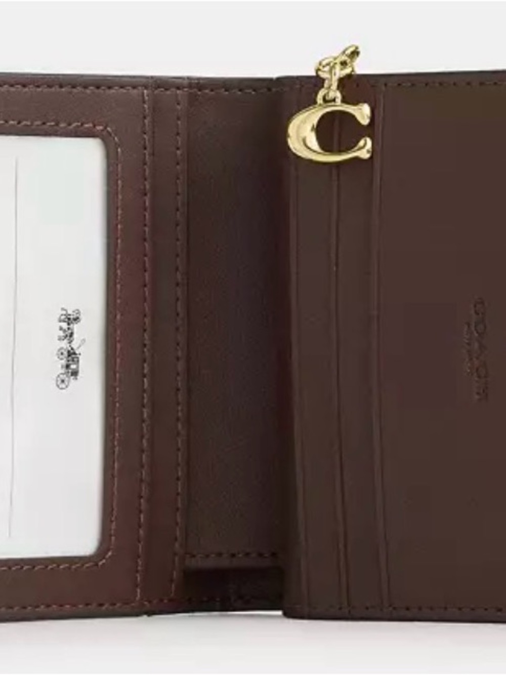 Coach Navy Signature Snap Wallet In Signature Canvas with Silver Logo - Picture 7 of 7